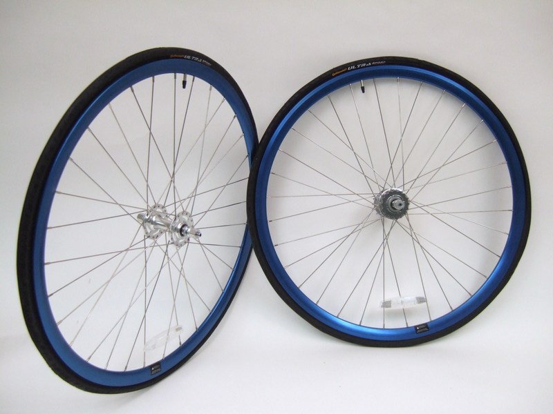 Parts Blue anodized Alex Crostini R1.1 wheel set with sealed SE high flange hubs Image